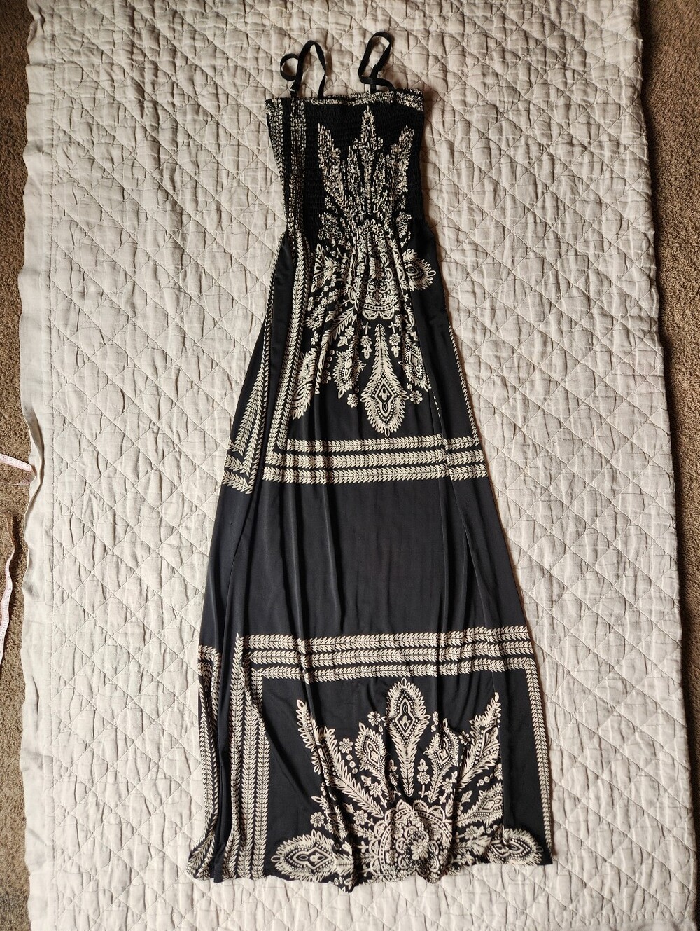 Shoreline Black and Cream Printed Maxi Dress
